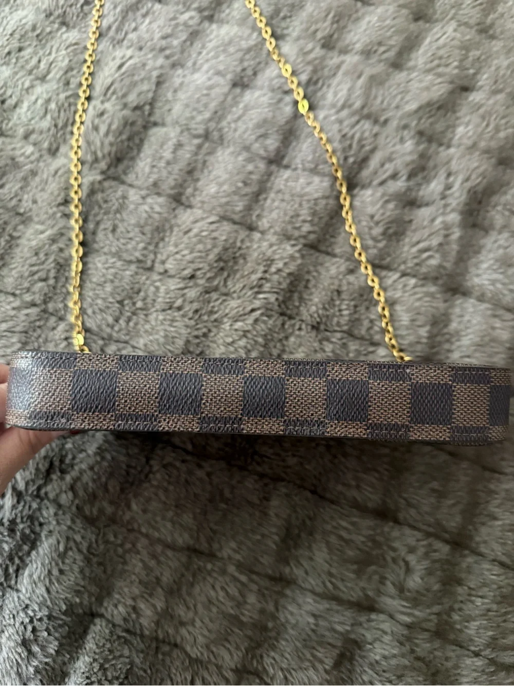 Louis Vuitton Brown Check Crossbody with Gold Chain
